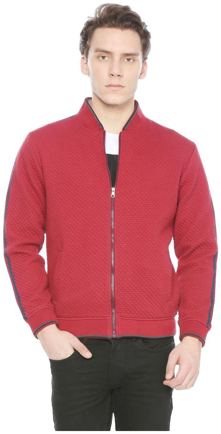 

Peter England Men Red Solid Bomber jacket