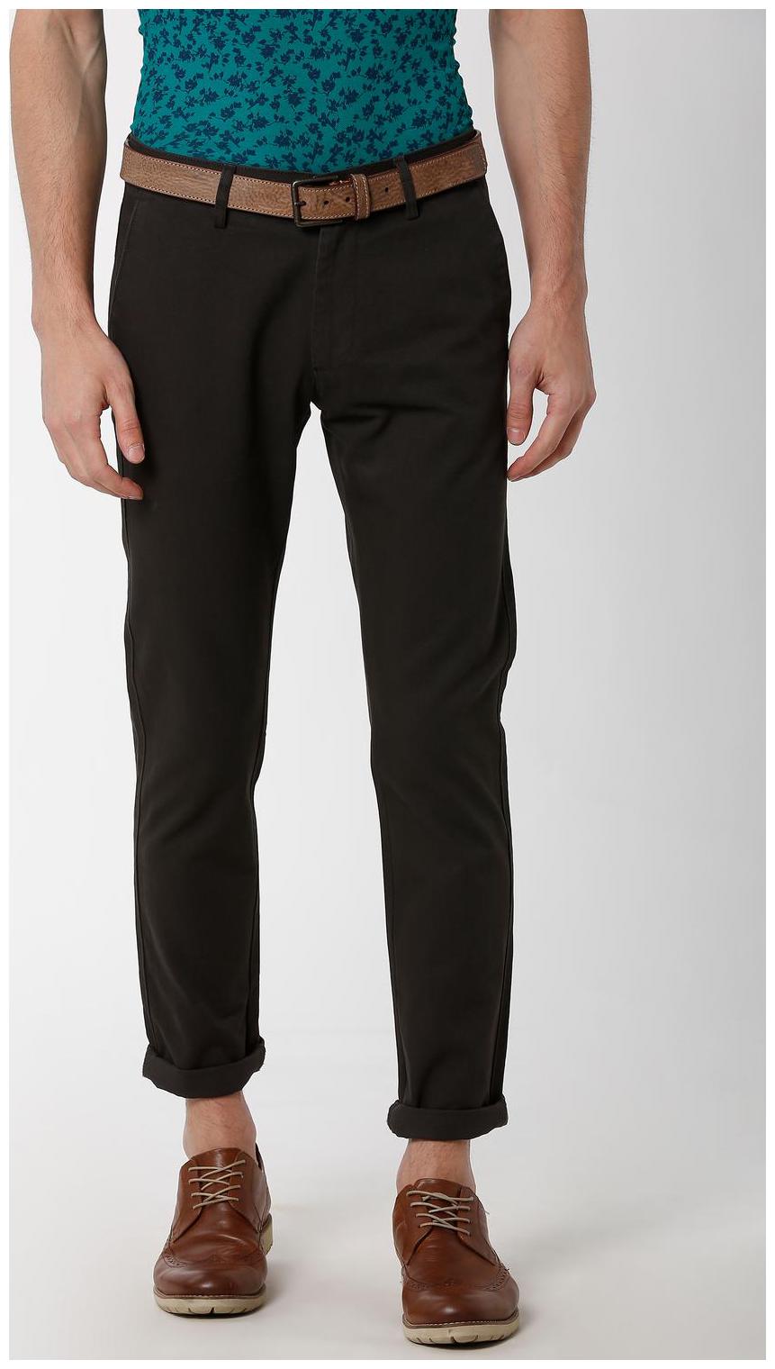 

Peter England Men Black Textured Slim fit Regular trousers