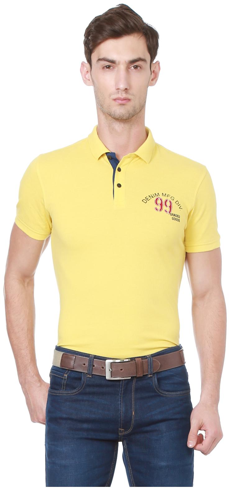 

Peter England Men Yellow Slim fit Cotton Polo collar T-Shirt - Pack Of 1