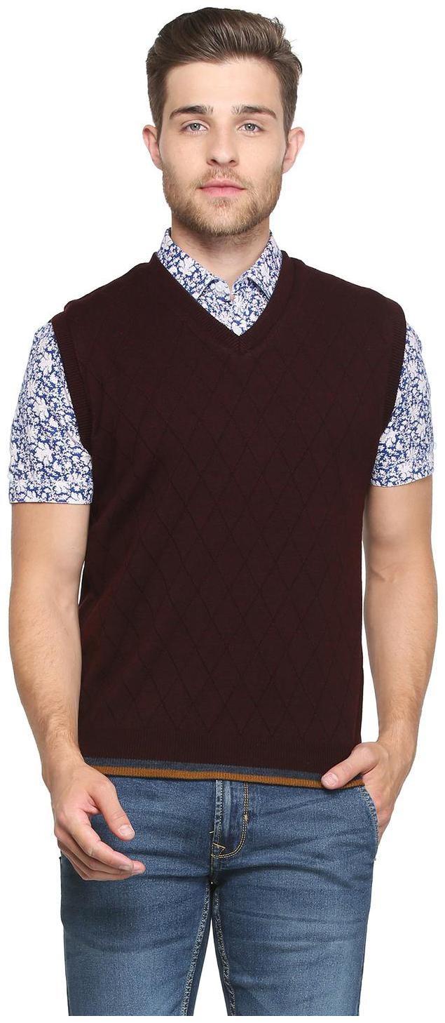 

Peter England Men Maroon V neck Pullover