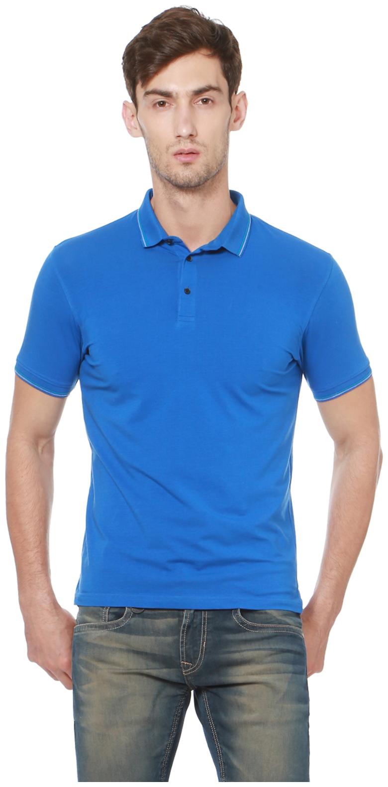 

Peter England Men Blue Slim fit Cotton Polo collar T-Shirt - Pack Of 1