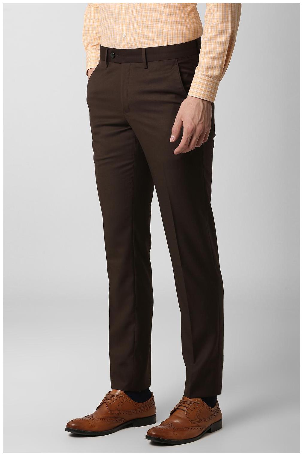 

Peter England Men Solid Slim Fit Formal Trouser - Brown