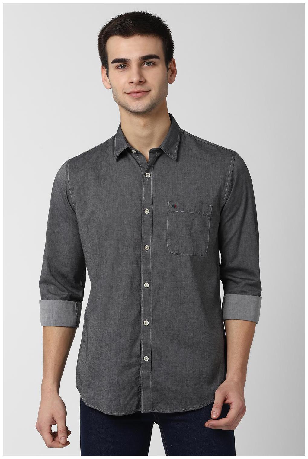 

Peter England Men Grey Weaved Slim Fit Casual Shirt