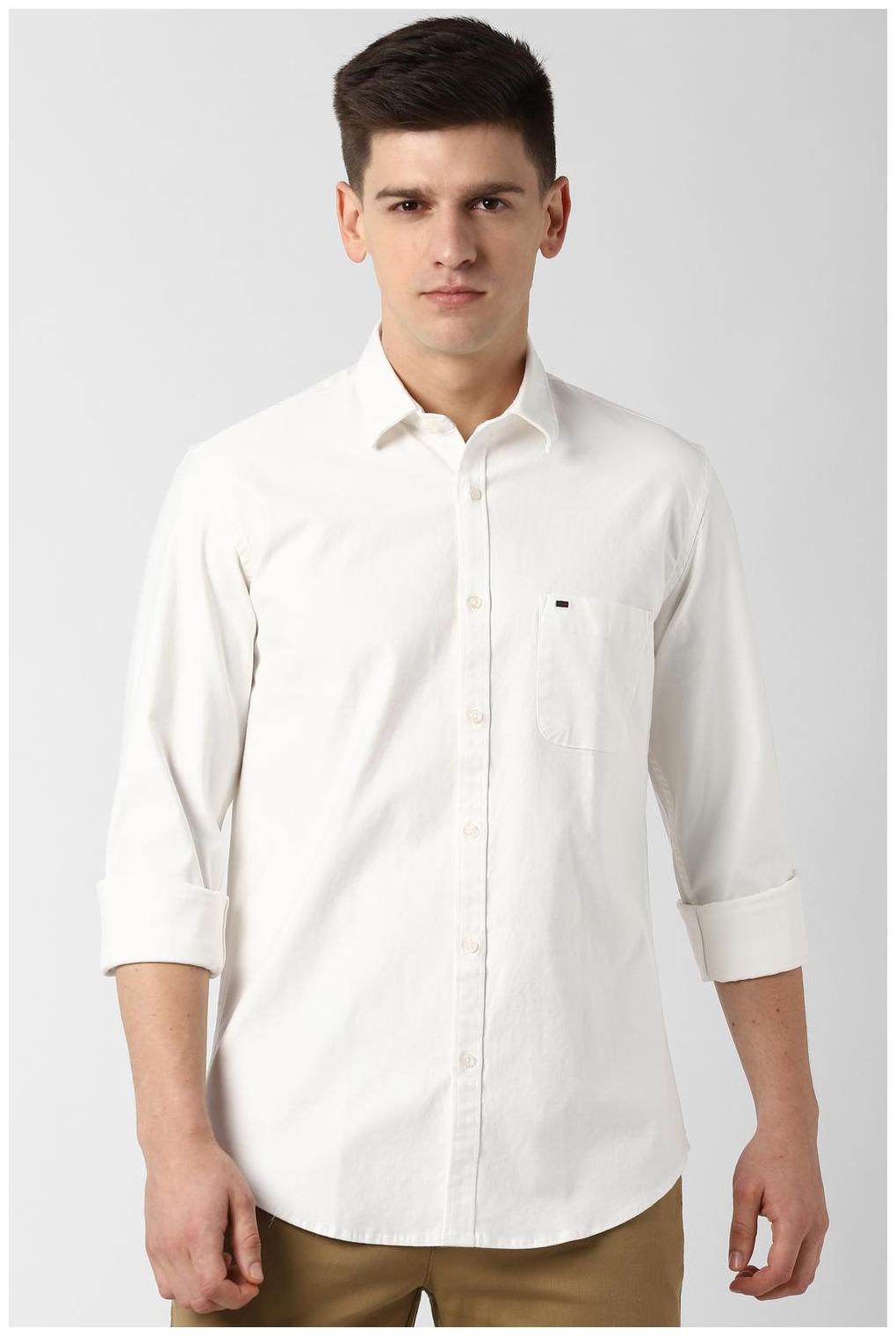

Peter England Men White Solid Slim Fit Casual Shirt