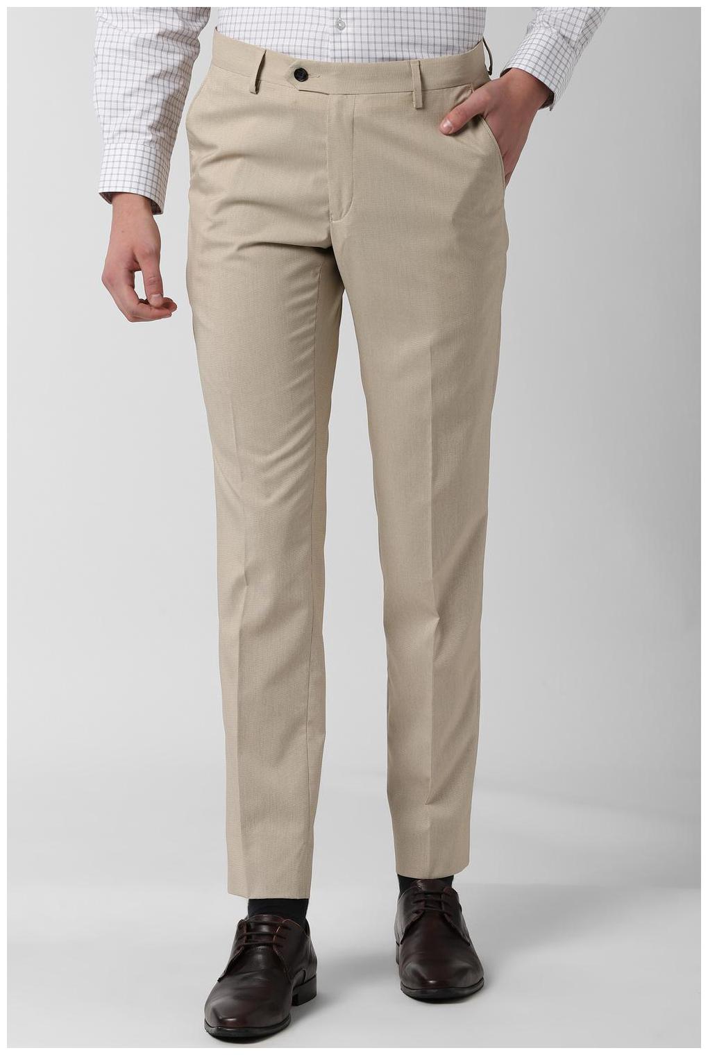

Peter England Men Textured Slim Fit Formal Trouser - Beige