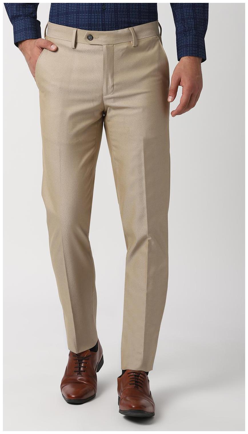 

Peter England Men Textured Slim Fit Formal Trouser - Beige