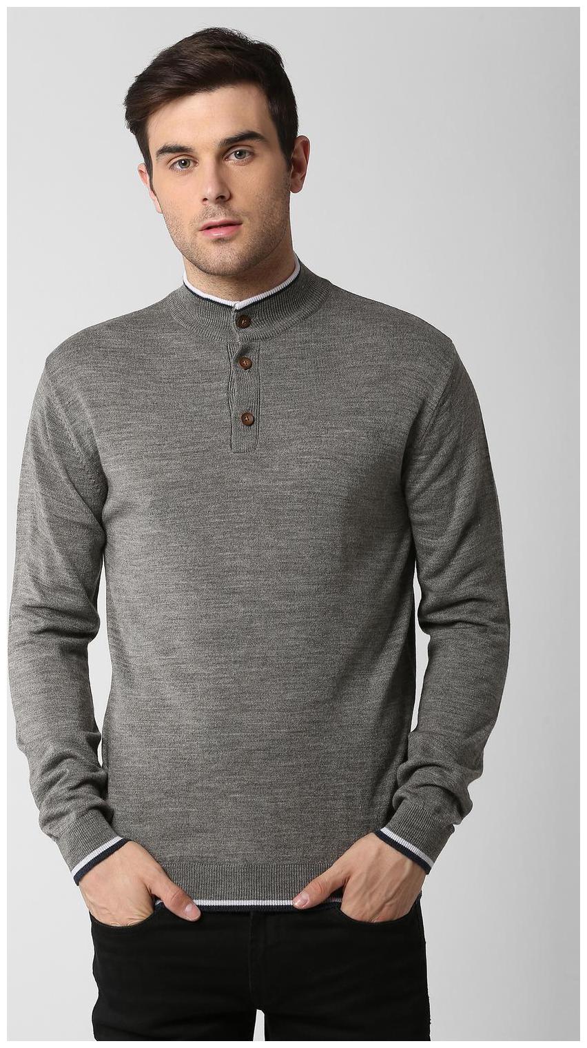 

Peter England Men Grey Henley neck Pullover