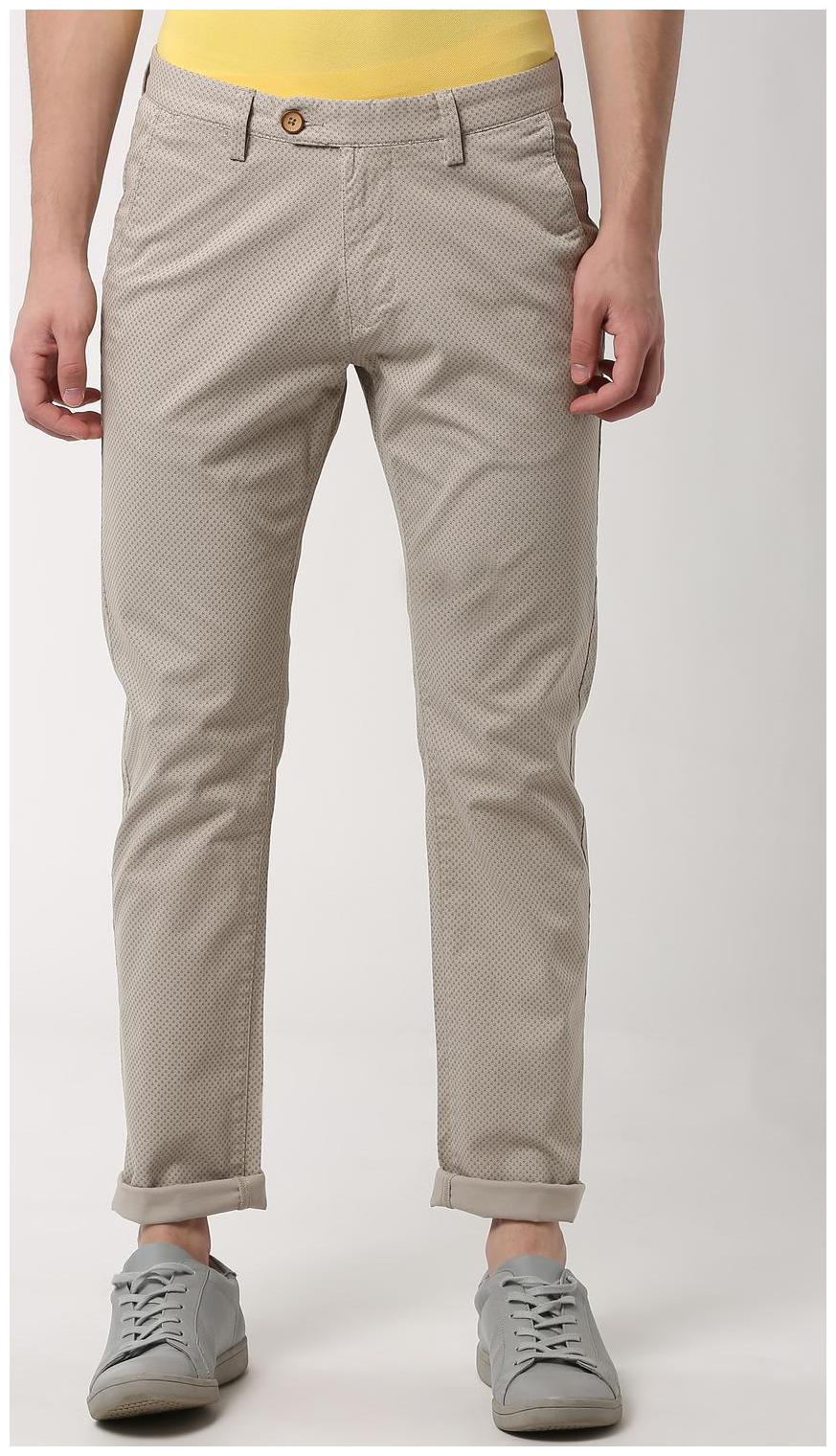 

Peter England Men Beige Textured Slim fit Regular trousers