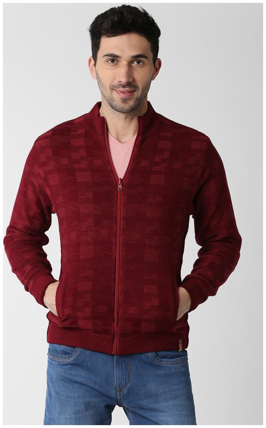 

Peter England Men Maroon High neck Pullover