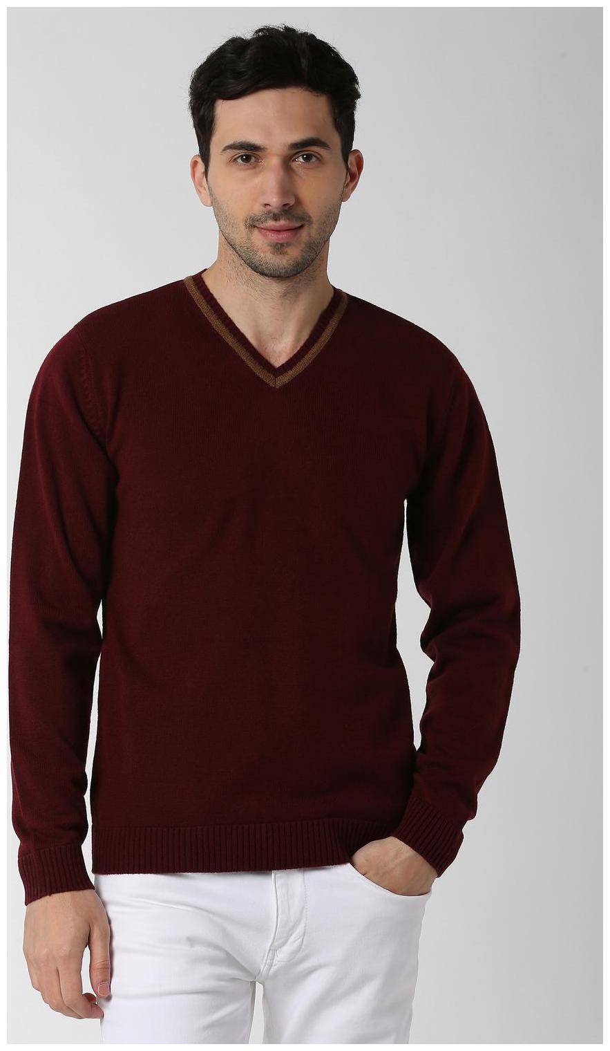

Peter England Men Maroon V neck Pullover