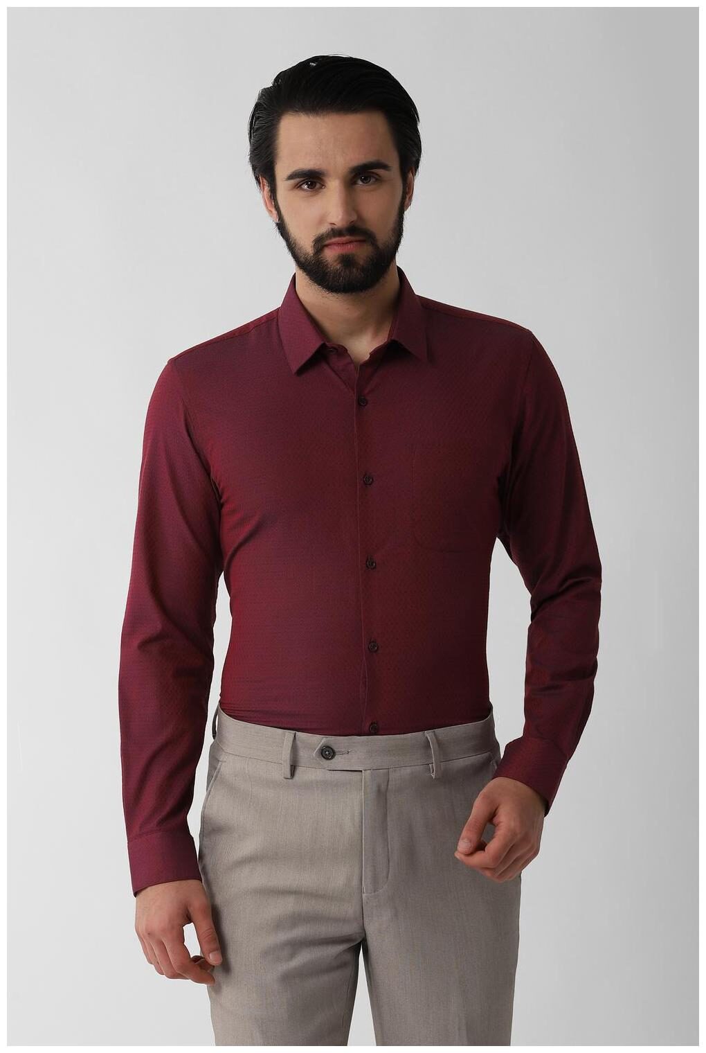 

Peter England Men Slim fit Formal Shirt - Maroon