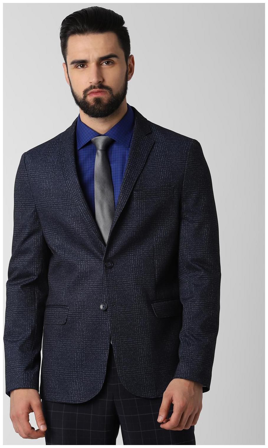 

Peter England Men Blended Double Breasted Blazer Blue