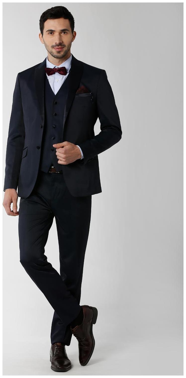 

Peter England Navy Three Piece Suit Blended Solid