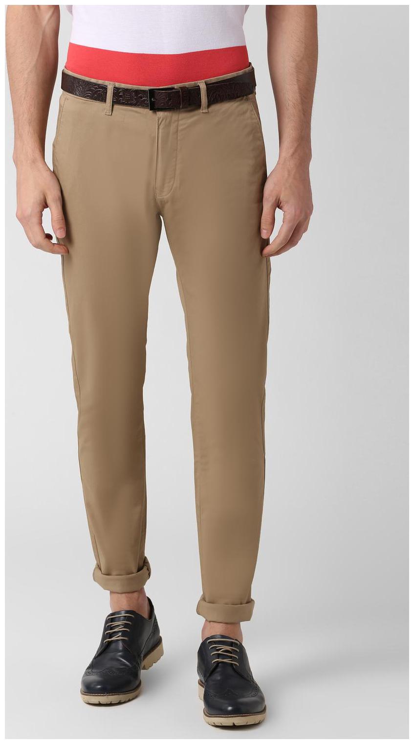 

Peter England Men Brown Solid Slim fit Regular trousers