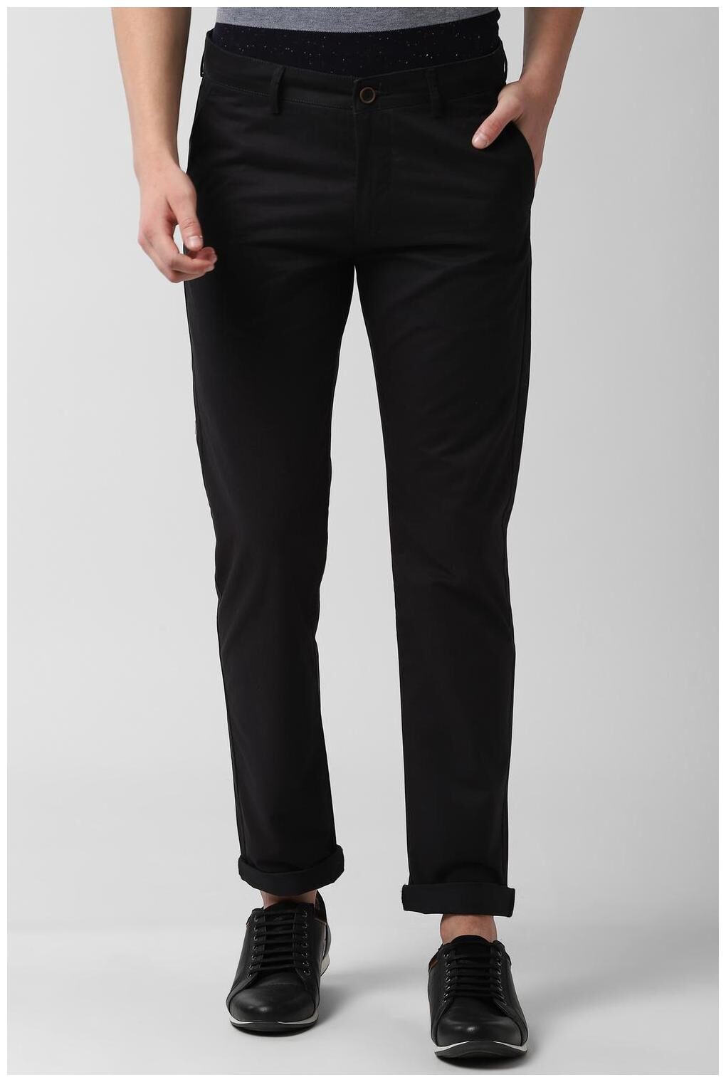 

Peter England Men Blue Solid Slim fit Regular trousers