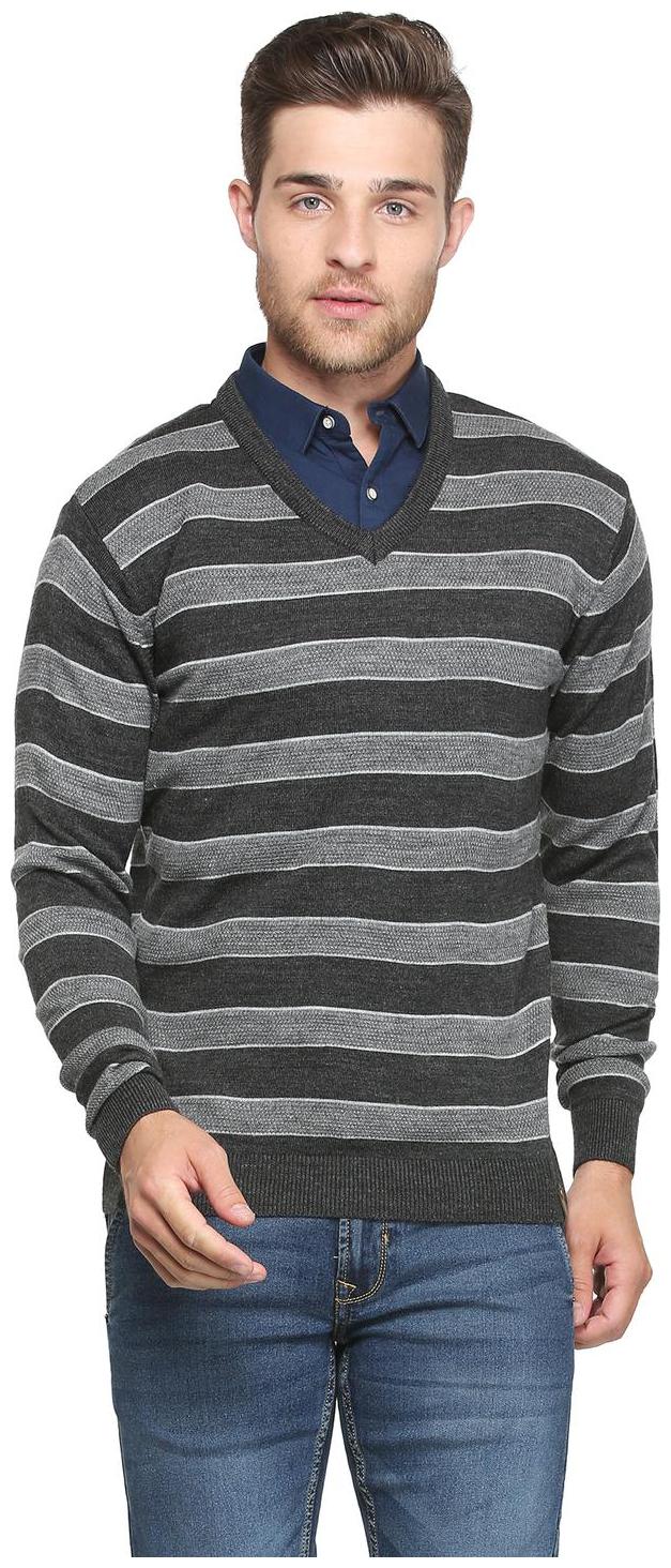 

Peter England Men Grey V neck Pullover