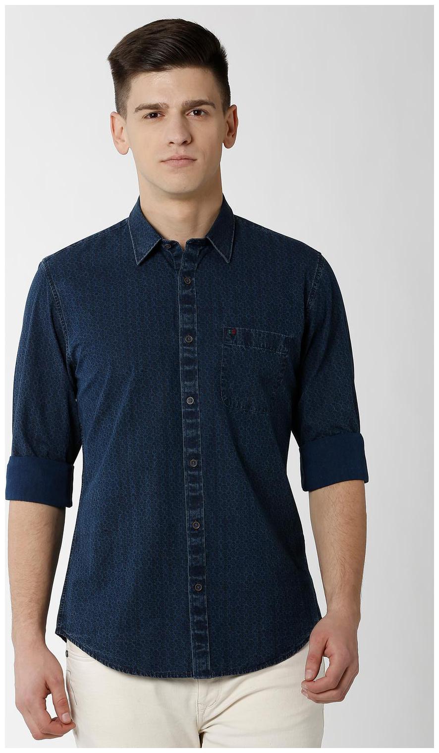 

Peter England Men Blue Printed Slim Fit Casual Shirt