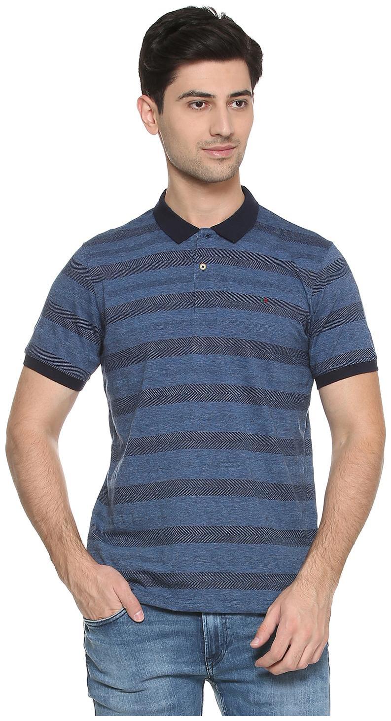 

Peter England Men Blue Regular fit Polyester Polo collar T-Shirt - Pack Of 1