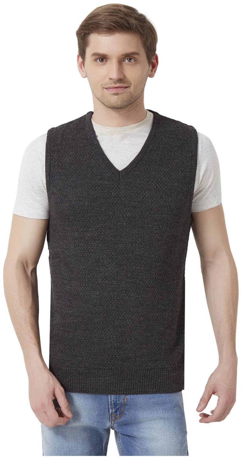 

Peter England Men Grey V neck Pullover