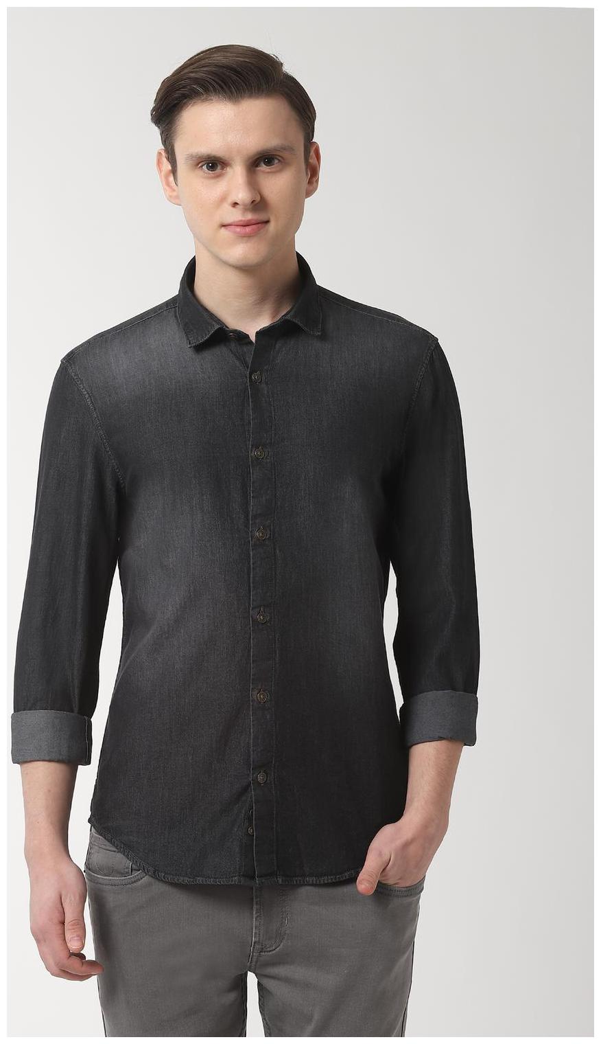 

Peter England Men Grey Weaved Super Slim Fit Casual Shirt