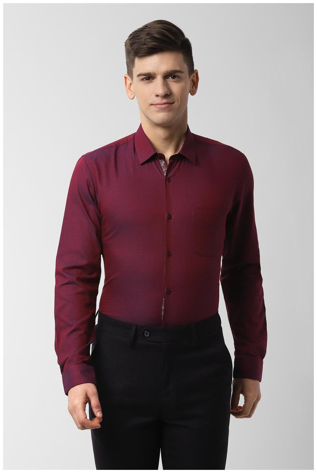

Peter England Men Slim fit Formal Shirt - Maroon