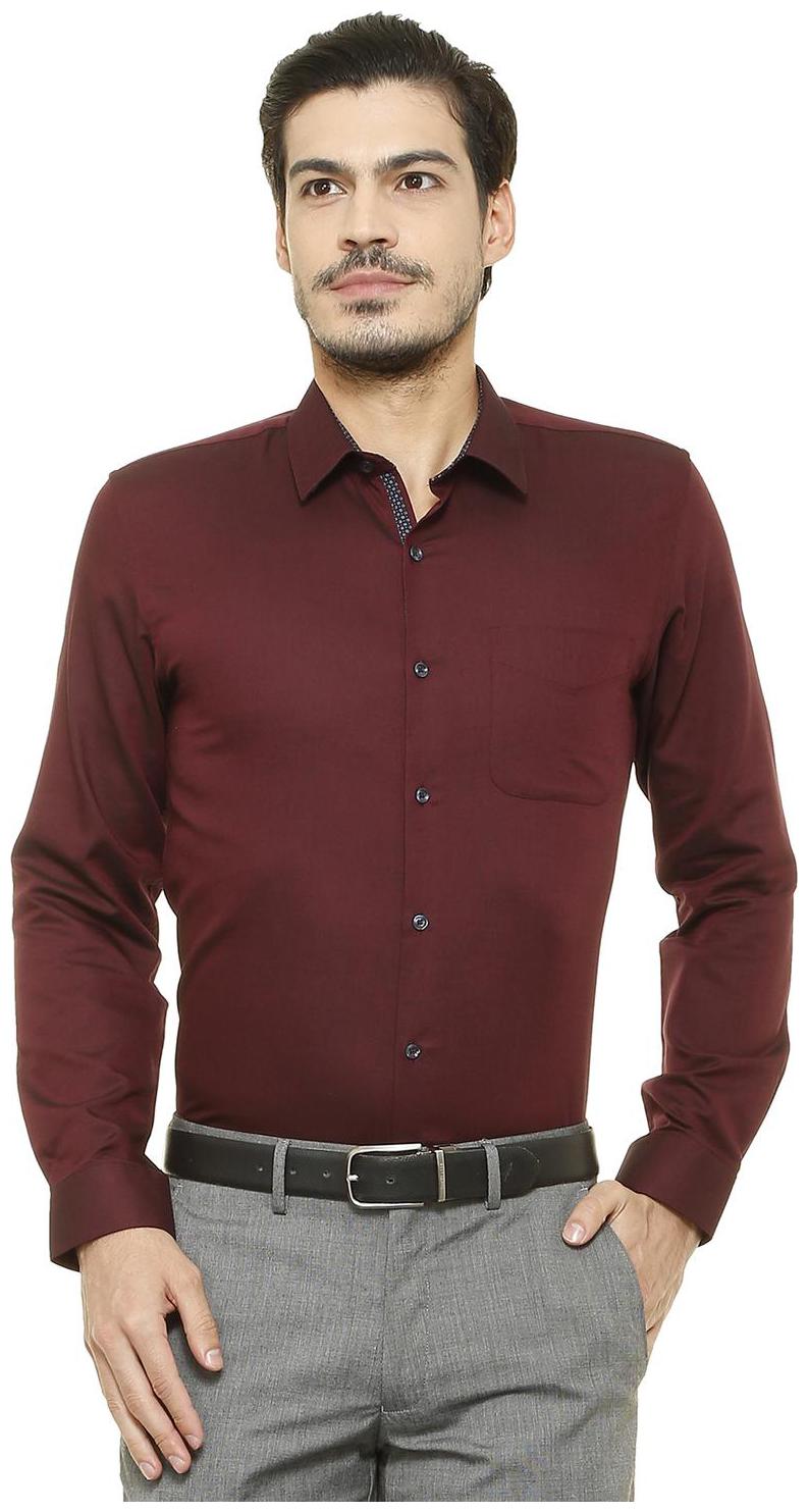 

Peter England Men Slim fit Formal Shirt - Maroon