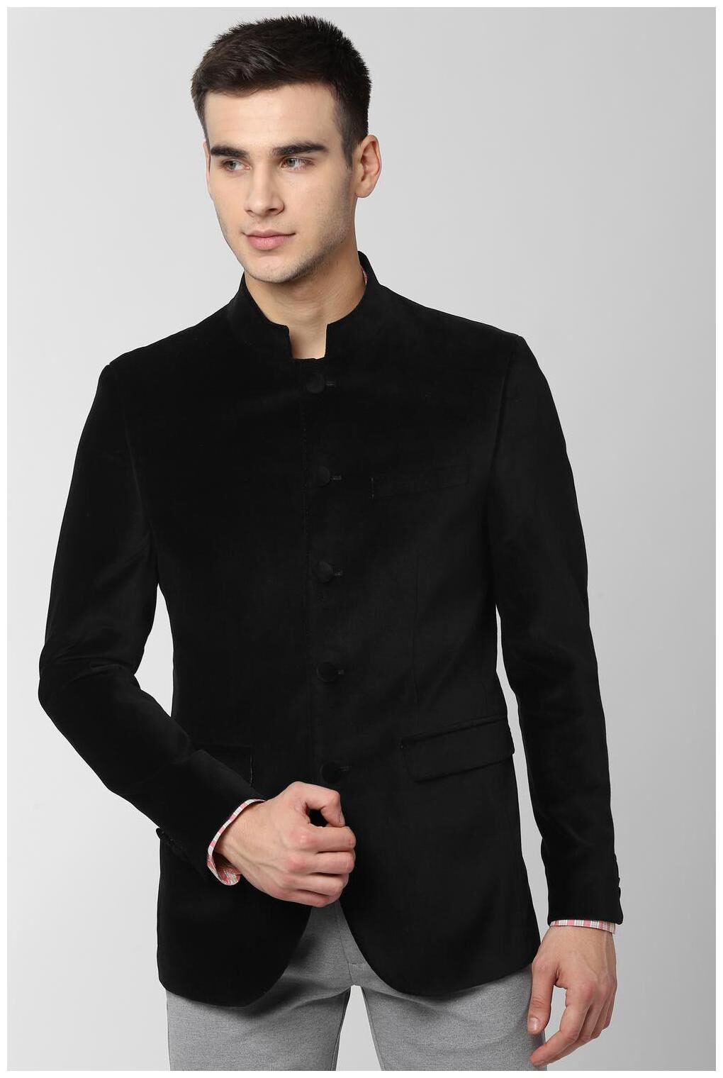 

Peter England Men Black Solid Slim fit Bandhgala Blazer