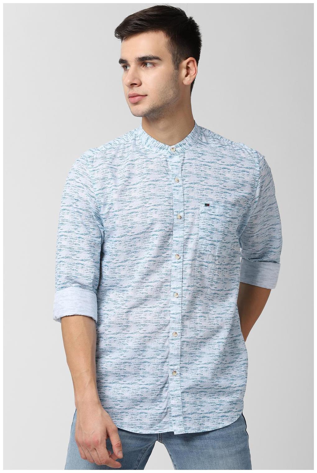 

Peter England Men Blue Printed Slim Fit Casual Shirt