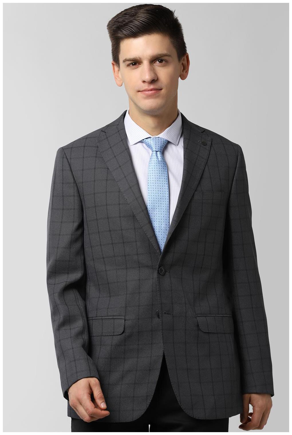 

Peter England Men Grey Checked Regular fit Single Breasted Blazer