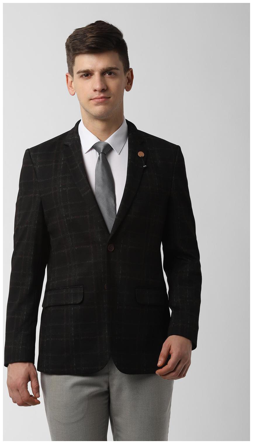 

Peter England Men Black Checked Slim fit Single Breasted Blazer