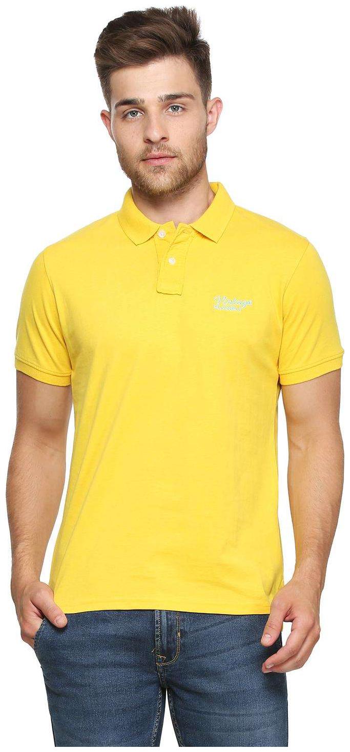 

Peter England Men Yellow Slim fit Cotton Polo collar T-Shirt - Pack Of 1