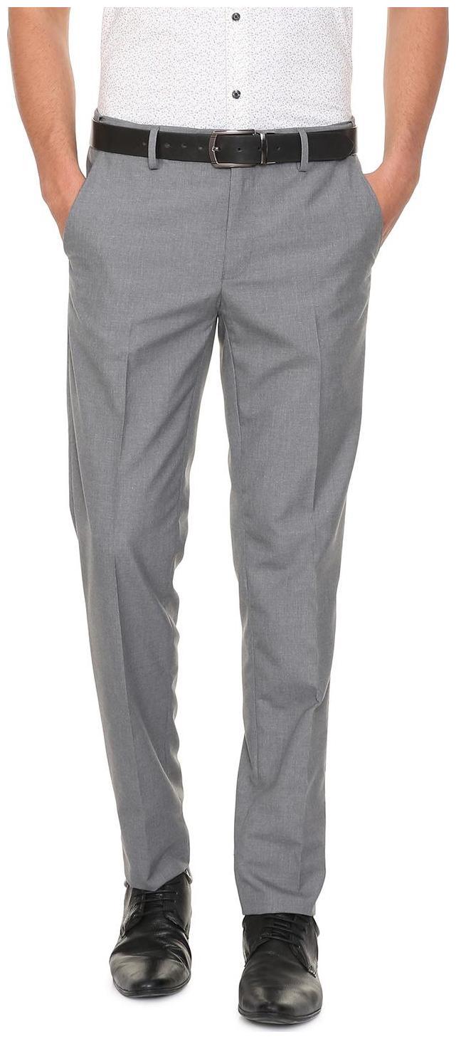 

Peter England Men Solid Slim Fit Formal Trouser - Grey