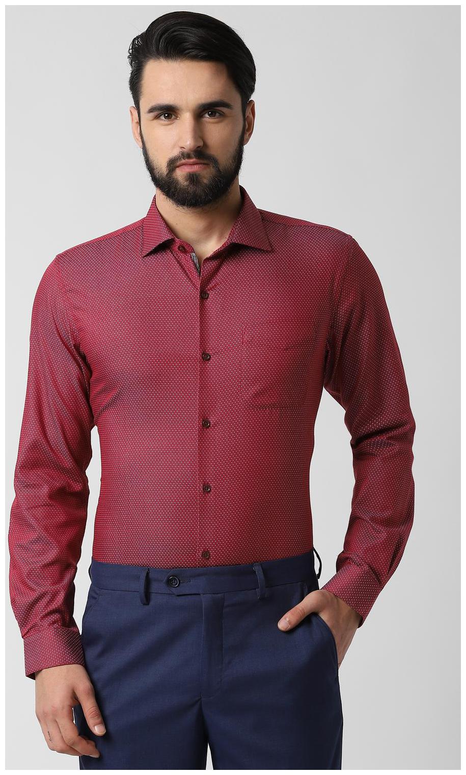 

Peter England Men Slim fit Formal Shirt - Red