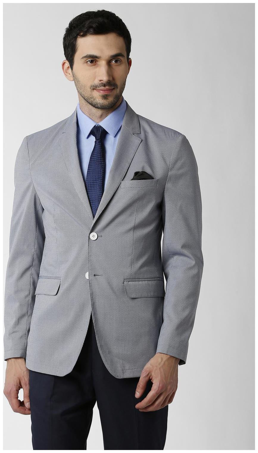 

Peter England Men Grey Textured Slim fit Single Breasted Blazer