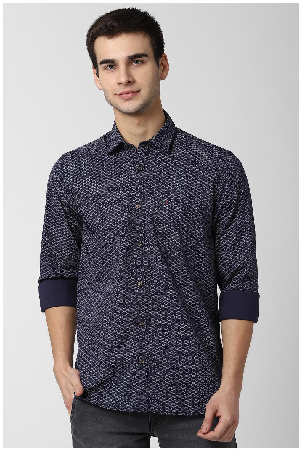 

Peter England Men Blue Printed Slim Fit Casual Shirt
