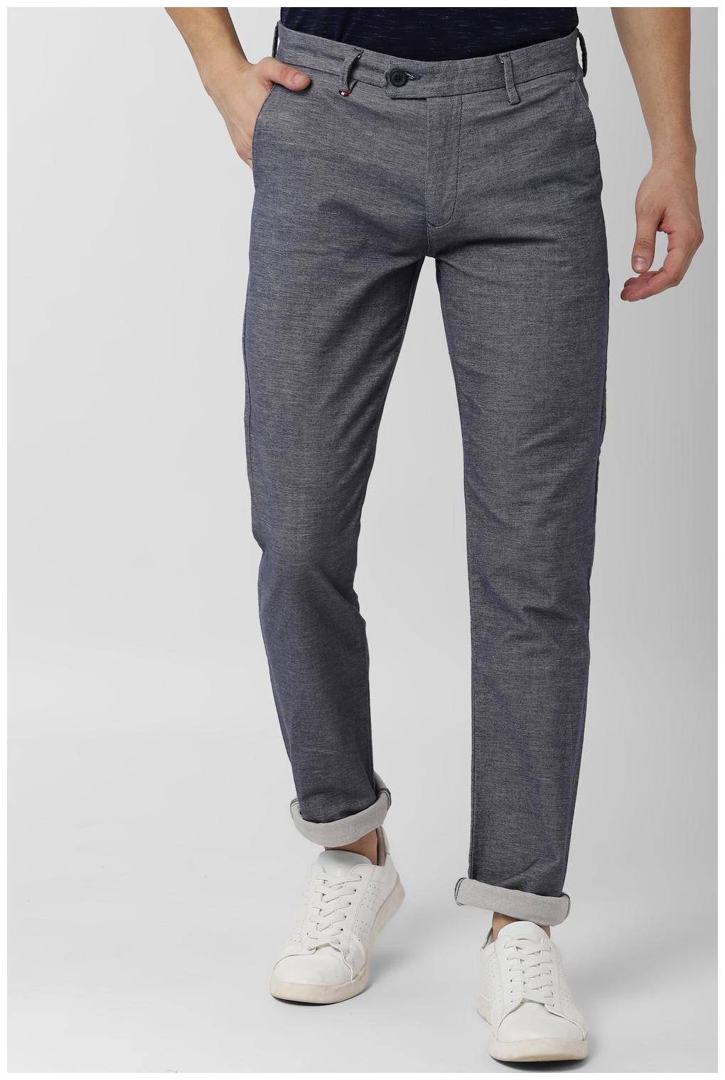 

Peter England Men Grey Solid Slim fit Regular trousers