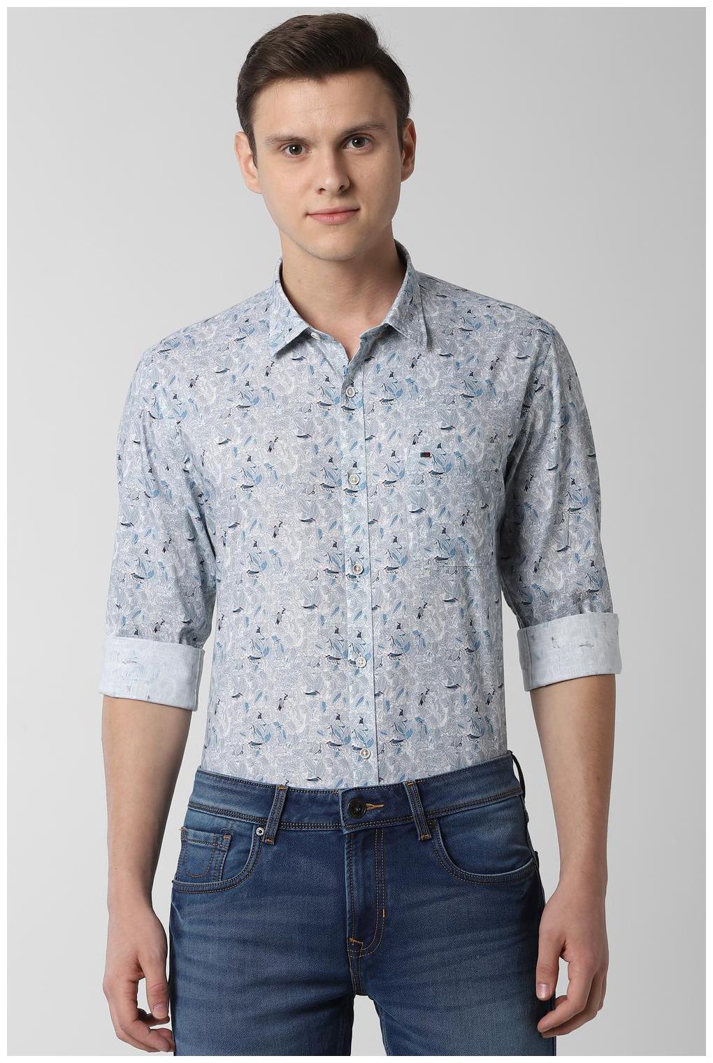 

Peter England Men Grey Printed Slim Fit Casual Shirt