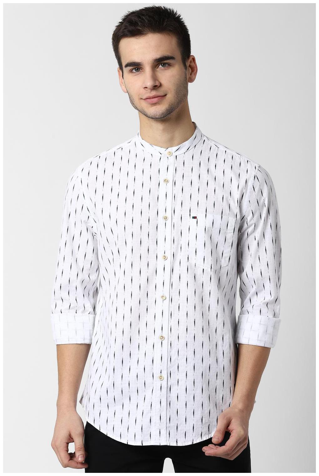 

Peter England Men White Printed Super Slim Fit Casual Shirt