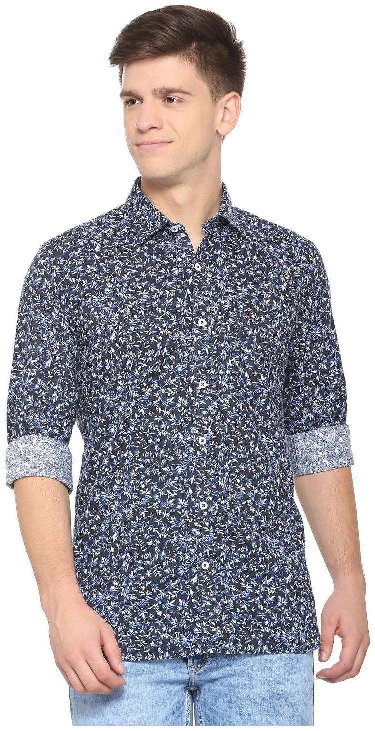 

Peter England Men Blue Printed Slim Fit Casual Shirt