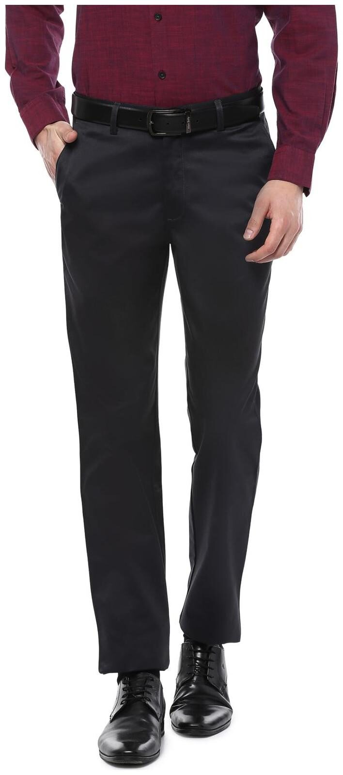 

Peter England Men Solid Slim Fit Formal Trouser - Black