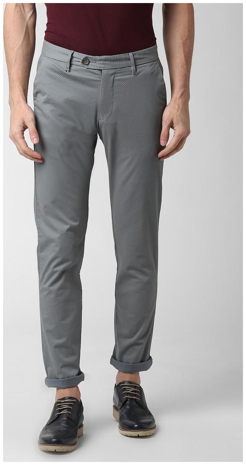 

Peter England Men Grey Printed Slim fit Regular trousers