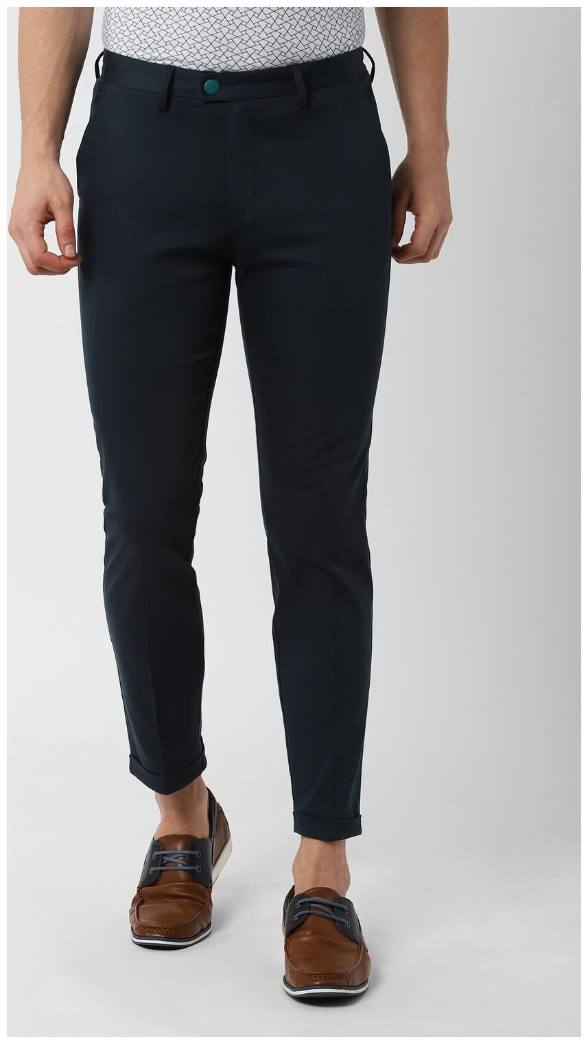 

Peter England Men Cotton BlendTRUE Trousers Blue