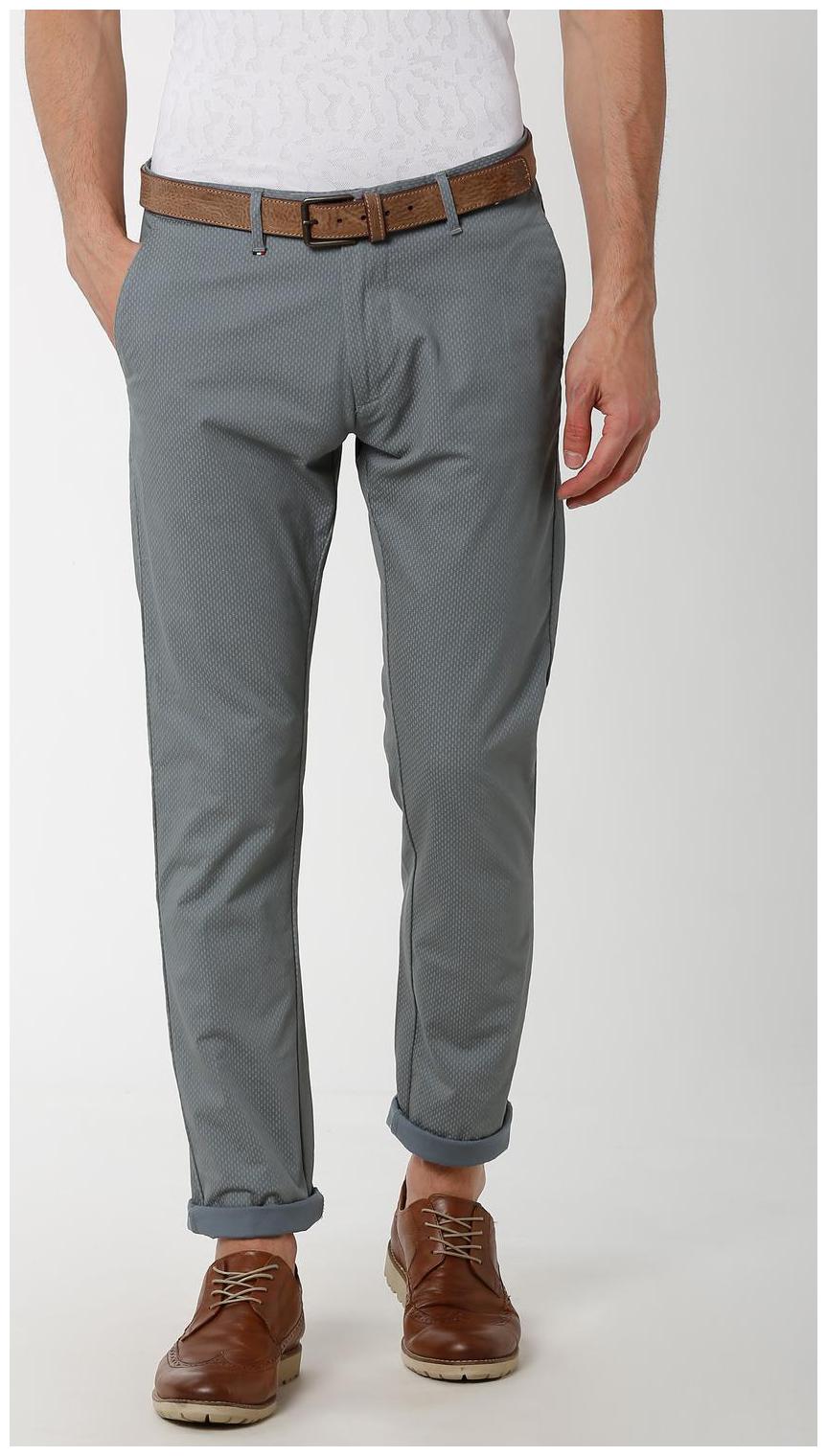 

Peter England Men Grey Textured Slim fit Regular trousers