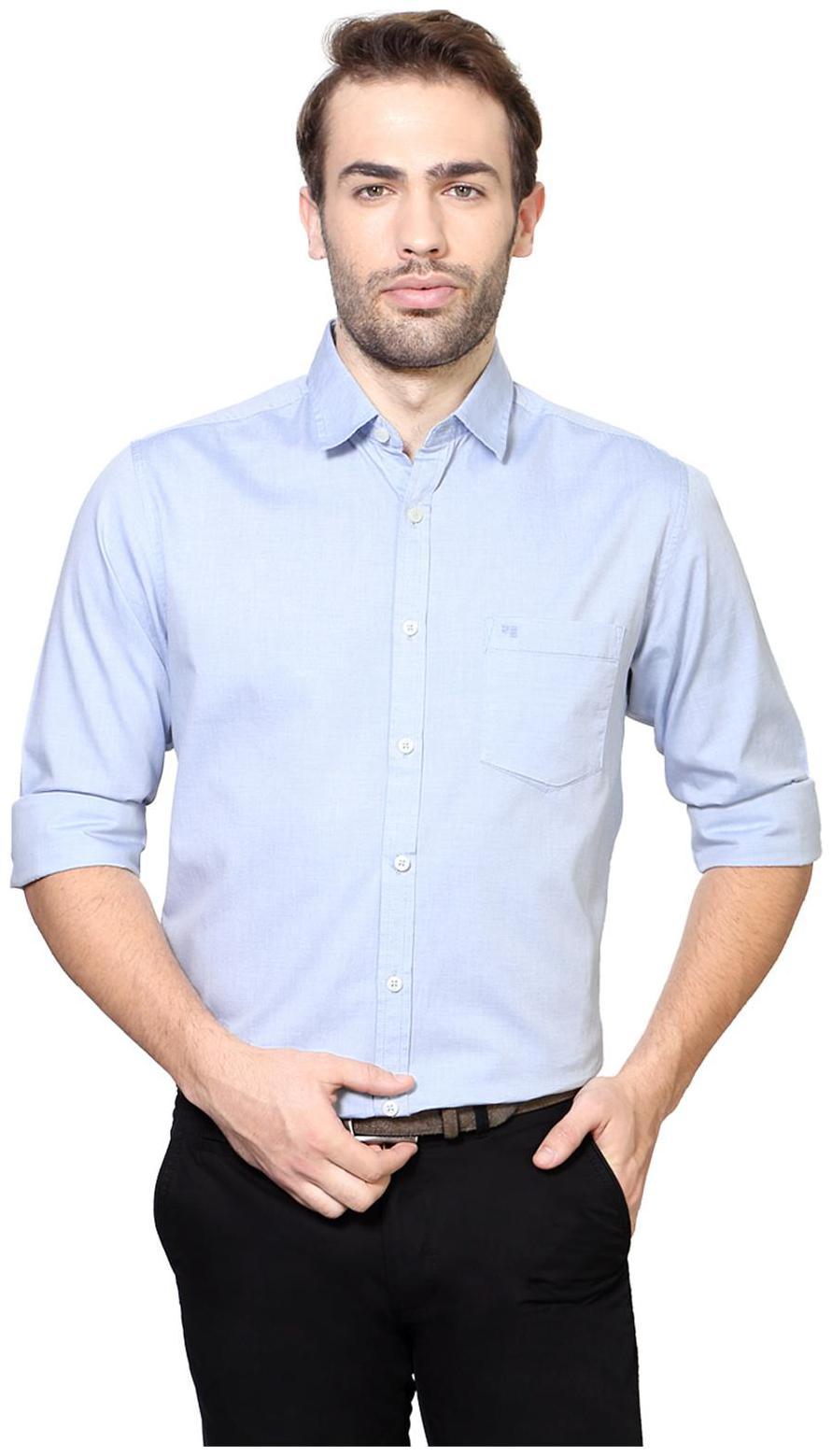 

Peter England Men Blue Solid Slim Fit Casual Shirt