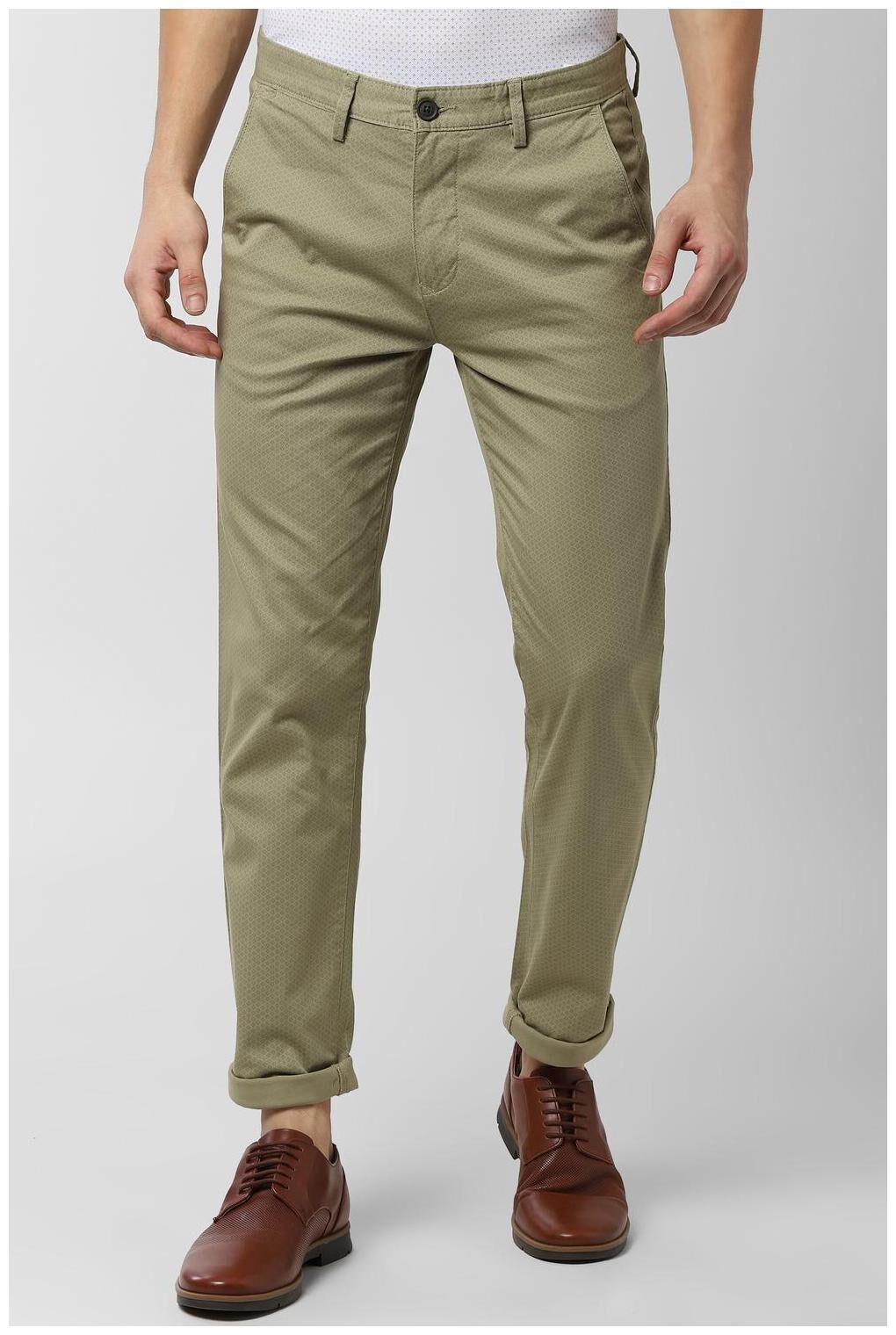 

Peter England Men Green Solid Slim fit Regular trousers