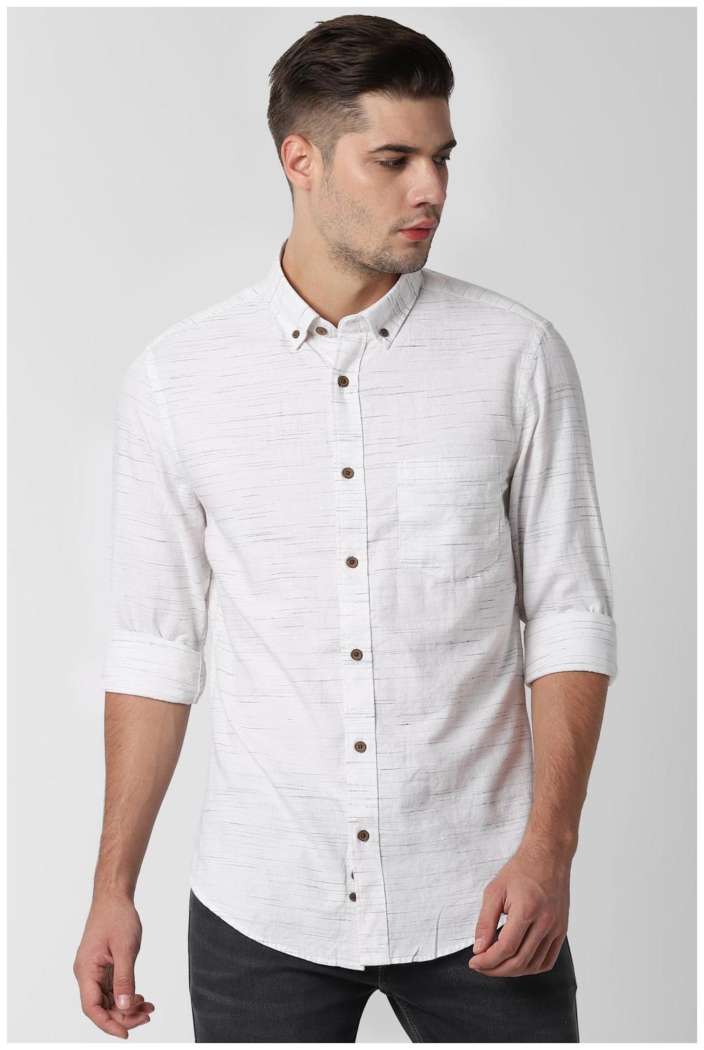 

Peter England Men White Textured Super Slim Fit Casual Shirt