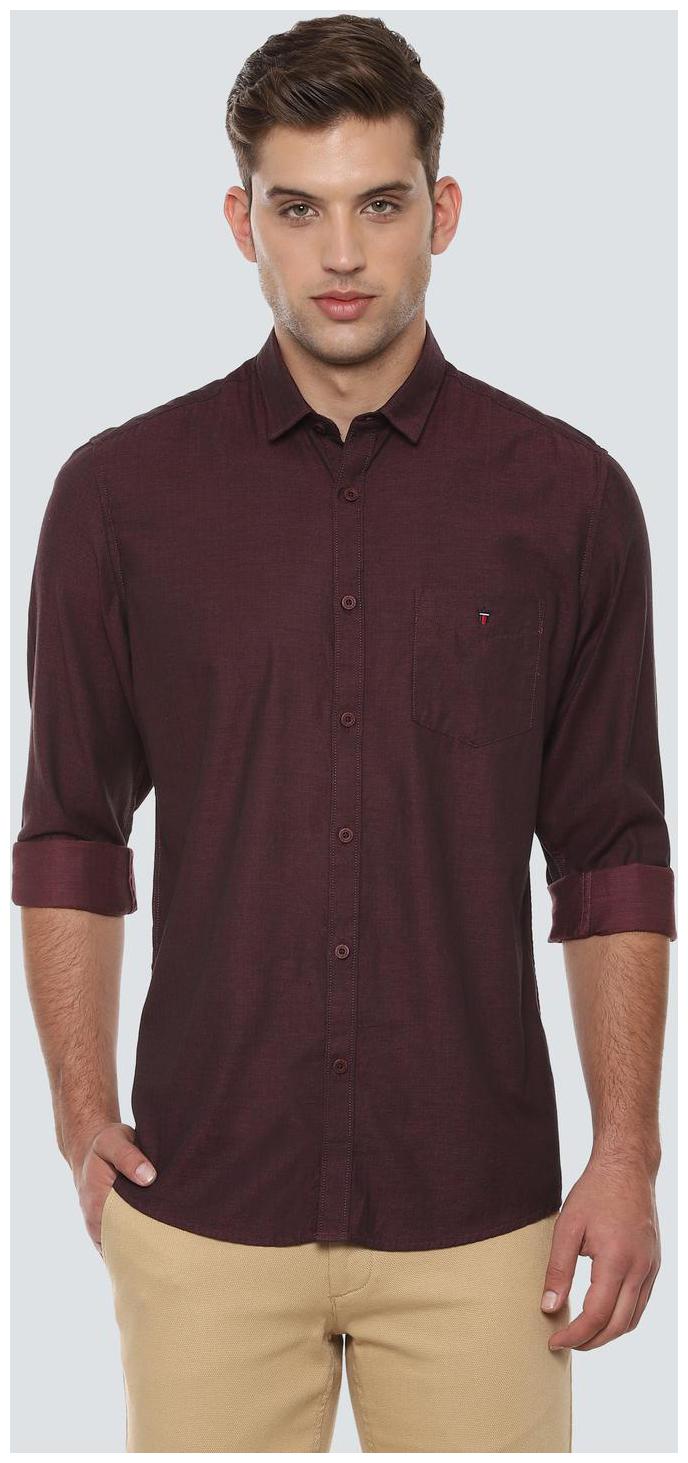 

Peter England Men Maroon Weaved Slim Fit Casual Shirt