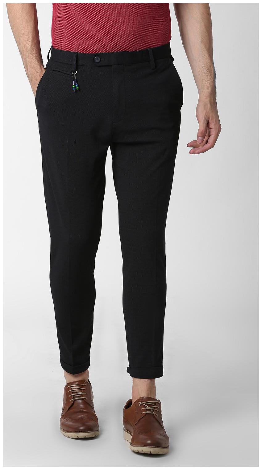 

Peter England Men Black Printed Slim fit Regular trousers