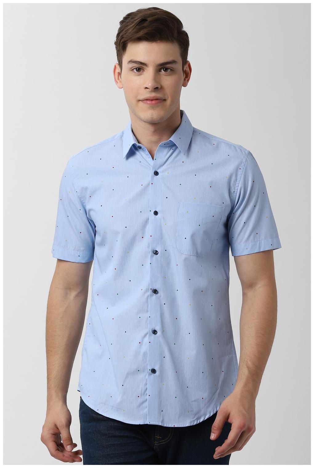 

Peter England Men Blue Weaved Slim Fit Casual Shirt