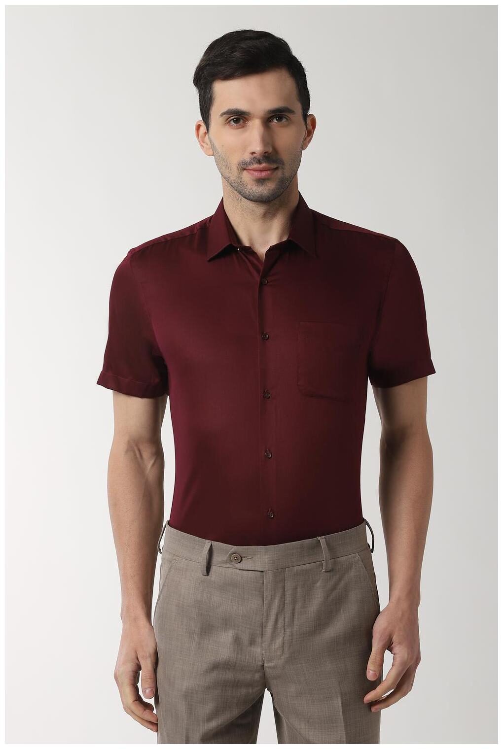 

Peter England Men Slim fit Formal Shirt - Maroon